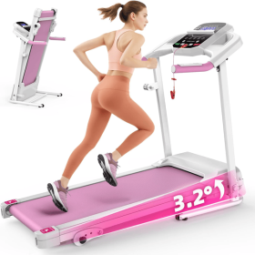 Compact Folding Treadmill for Home - 2.5HP Quiet Brushless Motor, 3-Level Incline, 7.5 MPH, Shock Absorption, Space-Saving Design for Running