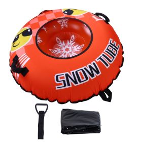 43.3 Inch Snow Tube PVC Cold Proof Inflatable Snow Sled Ski Ring Winter Toy With 2 Handles And Towable Strap For Outdoor Sledding Orange (Option: Default)
