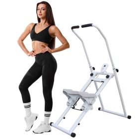 Stair Stepper Folding Vertical Cardio Exercise Climber Stair-Master For Exercise At Home Full Body Workout Machine With Handlebar (Option: White)