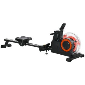 Foldable Rower Machine, Water Rowing Machine with Wheels, LCD Monitor and Tablet Holder for Cardio Training, Red (Color: Red)