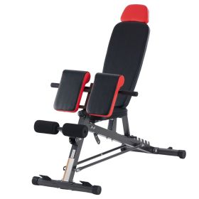 Multifunctional Bench Press Bench, Adjustable Bench for Supine, Prone, And Flat Positions, High-Intensity Back Extension Roman Chair (Color: Black red)