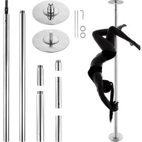Professional Dancing Pole, Spinning Static Dancing Pole Kit, Portable Removable Pole, 45mm Heavy-Duty Stainless Steel Pole (Steel Pipe Color: Silver, Length Range: 86-104 inches)